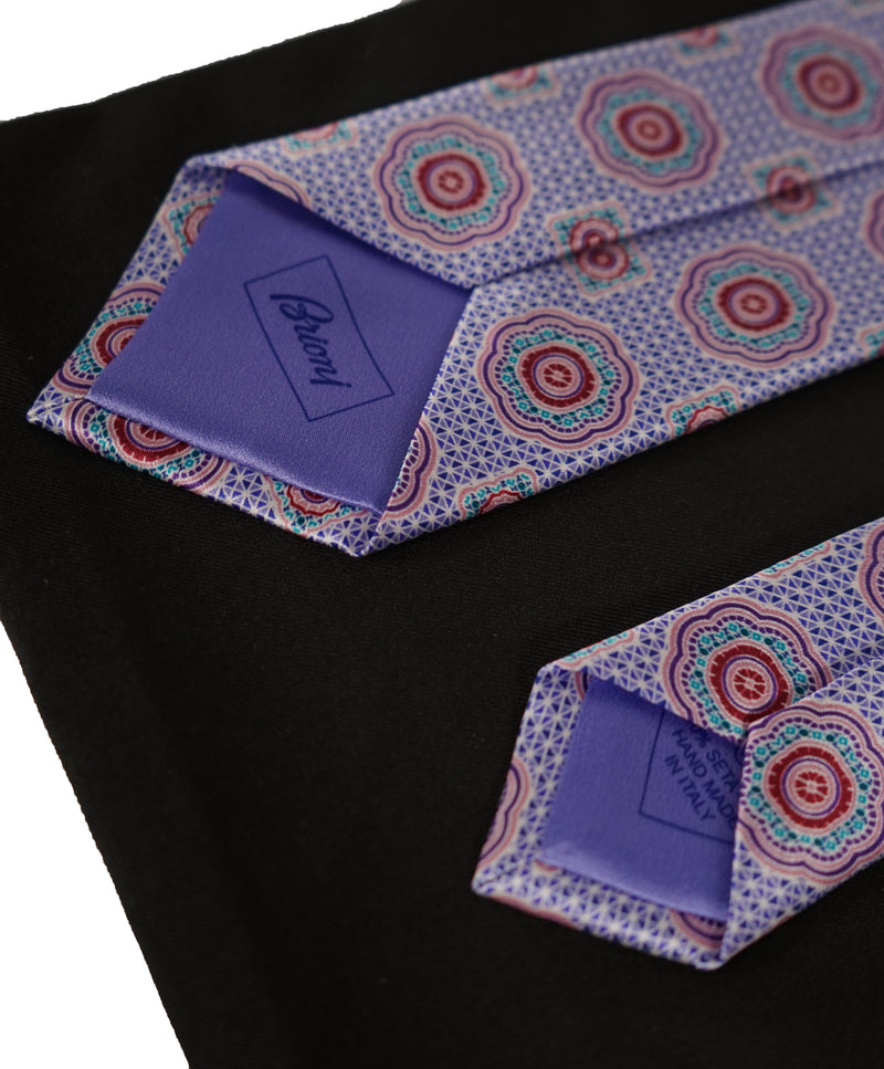 Brioni - Pastel Purple & Pink Medallion Print Tie