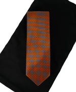 BRIONI - Orange & Black Geometric Print Tie