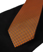 BRIONI   -   Orange &  Black Geometric Print Tie