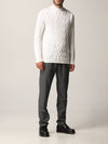 $495 ELEVENTY - Cable Knit Mock Neck Ivory Pure Wool Sweater - M