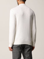 $695 ELEVENTY - Cable Knit Mock Neck Ivory Pure Wool Sweater - M