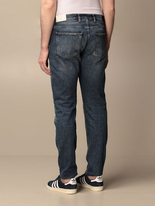 ELEVENTY - 5-Pocket Jeans In Washed Blue Denim Red Detail - 33W