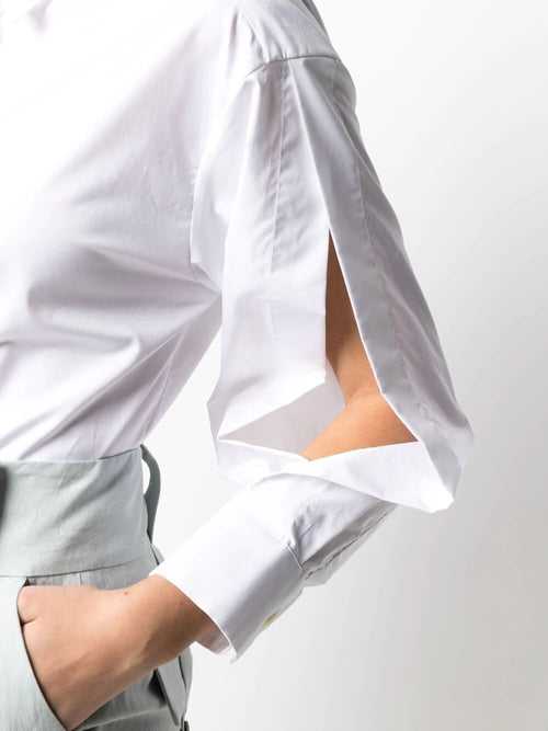 $495 ELEVENTY - White Puff Open Sleeve Dress Shirt Cotton - 2 / 40