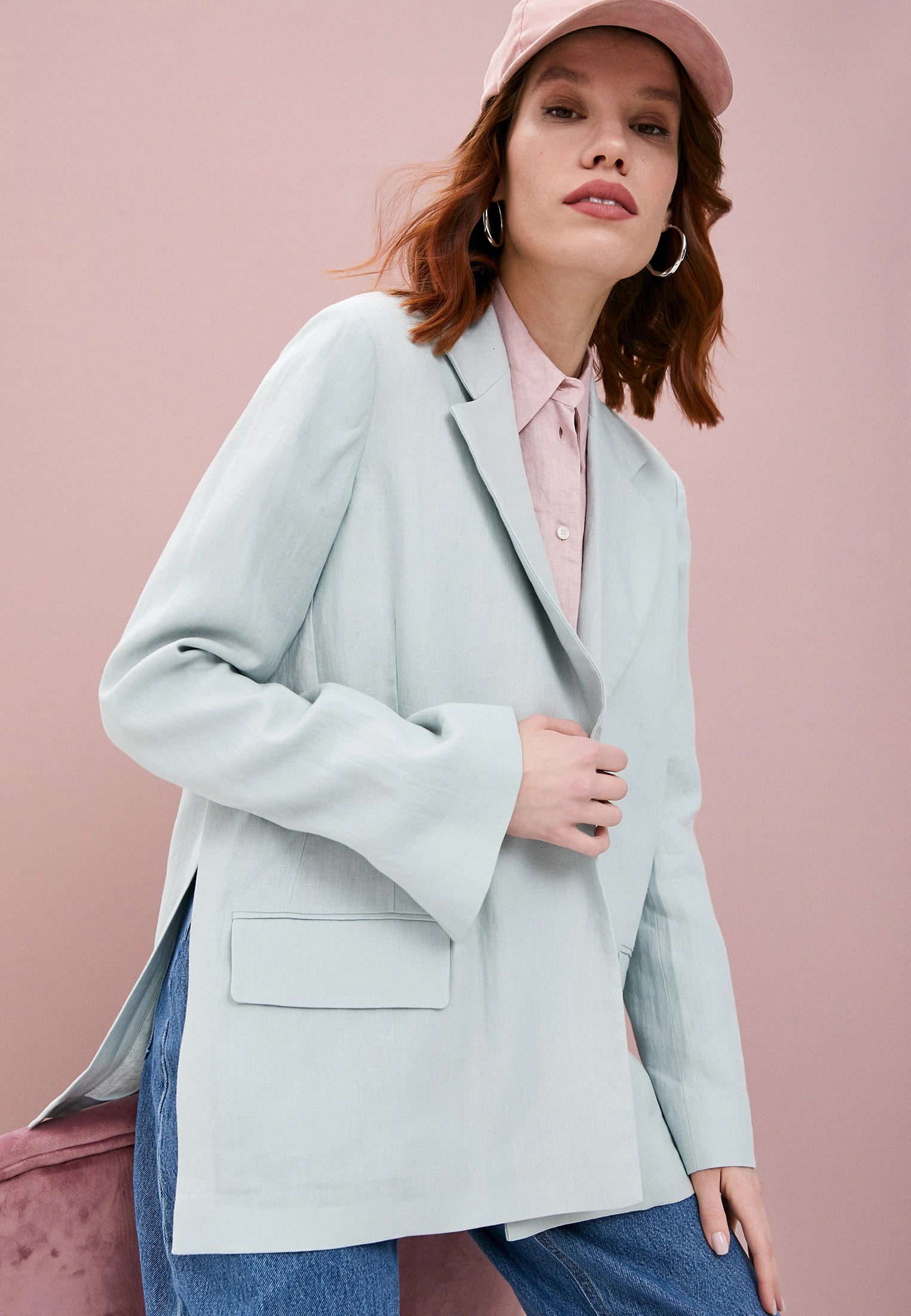$795 ELEVENTY - Pure LINEN Flared Jacket With Side Slits Blazer Top - 6 / 44