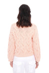 ELEVENTY - Pink/Peach Cotton Braided Cable Knit Round Neck Sweater - S
