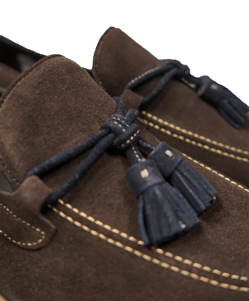 CANALI - BiColor Blue & Brown Suede Tassel Loafers - 10