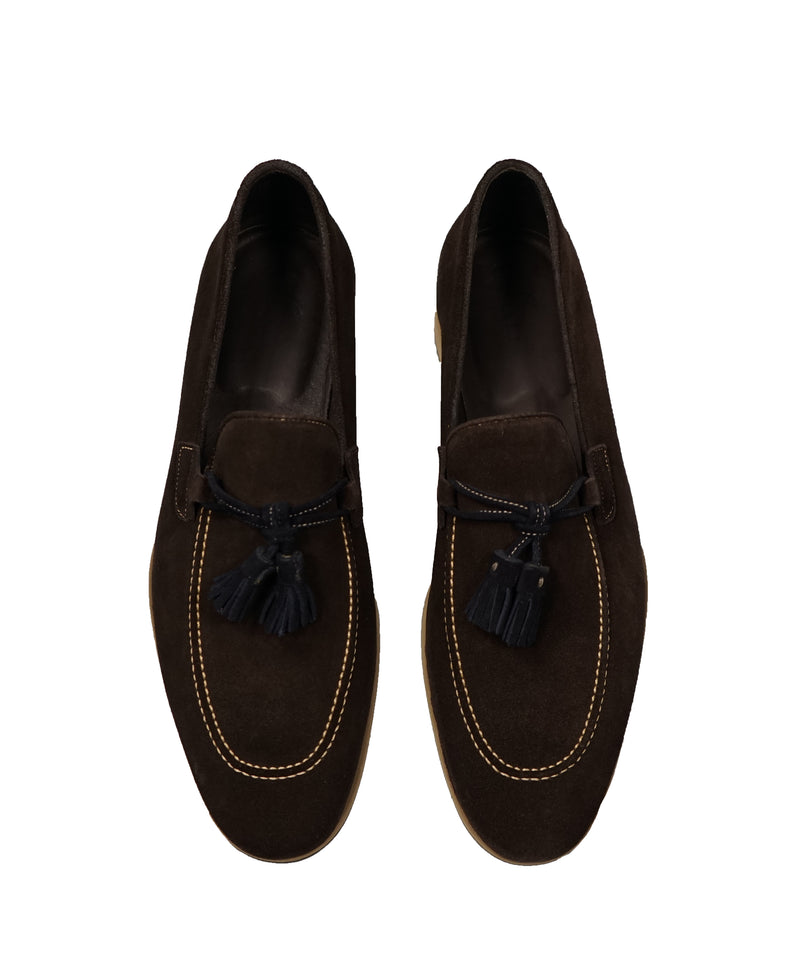 CANALI - BiColor Blue & Brown Suede Tassel Loafers - 9