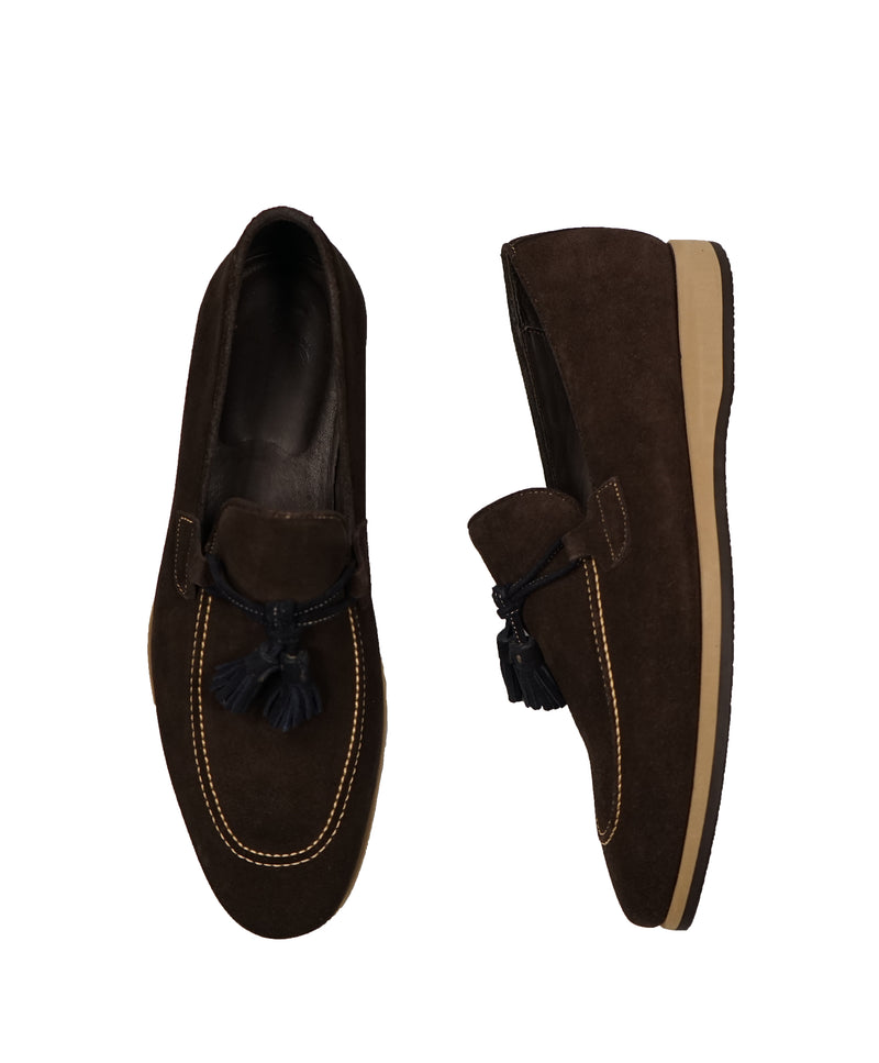 CANALI - BiColor Blue & Brown Suede Tassel Loafers - 9