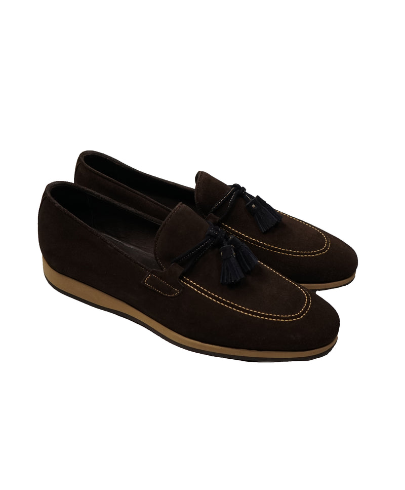CANALI - BiColor Blue & Brown Suede Tassel Loafers - 9.5