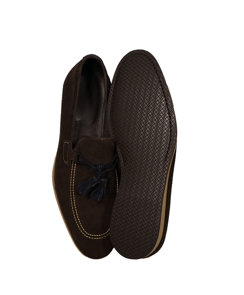 CANALI - BiColor Blue & Brown Suede Tassel Loafers - 9