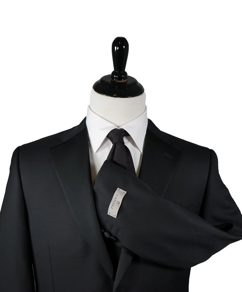 CANALI - Black Wool Notch Lapel Tuxedo Suit -  40S