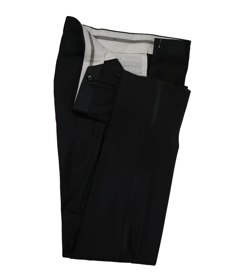 CANALI - "PREMIUM GRADE" Black Wool Notch Lapel Tuxedo Suit -  46R