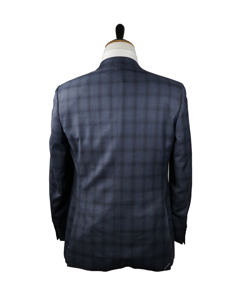 CANALI - Blue Multi Check Plaid Peak Lapel Suit - 40R