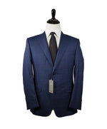 CANALI - Blue Plaid Windowpane Notch Lapel “Travel” Suit - 38R