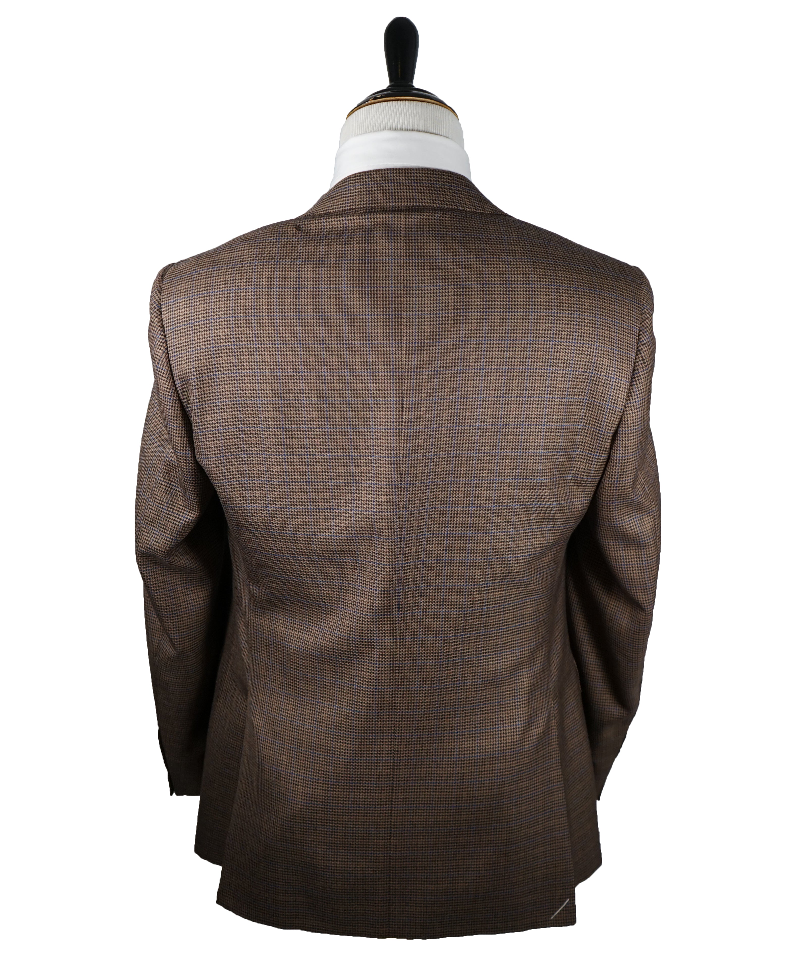CANALI - Brown Silk & Wool Brown Blue Houndstooth Blazer - 40R