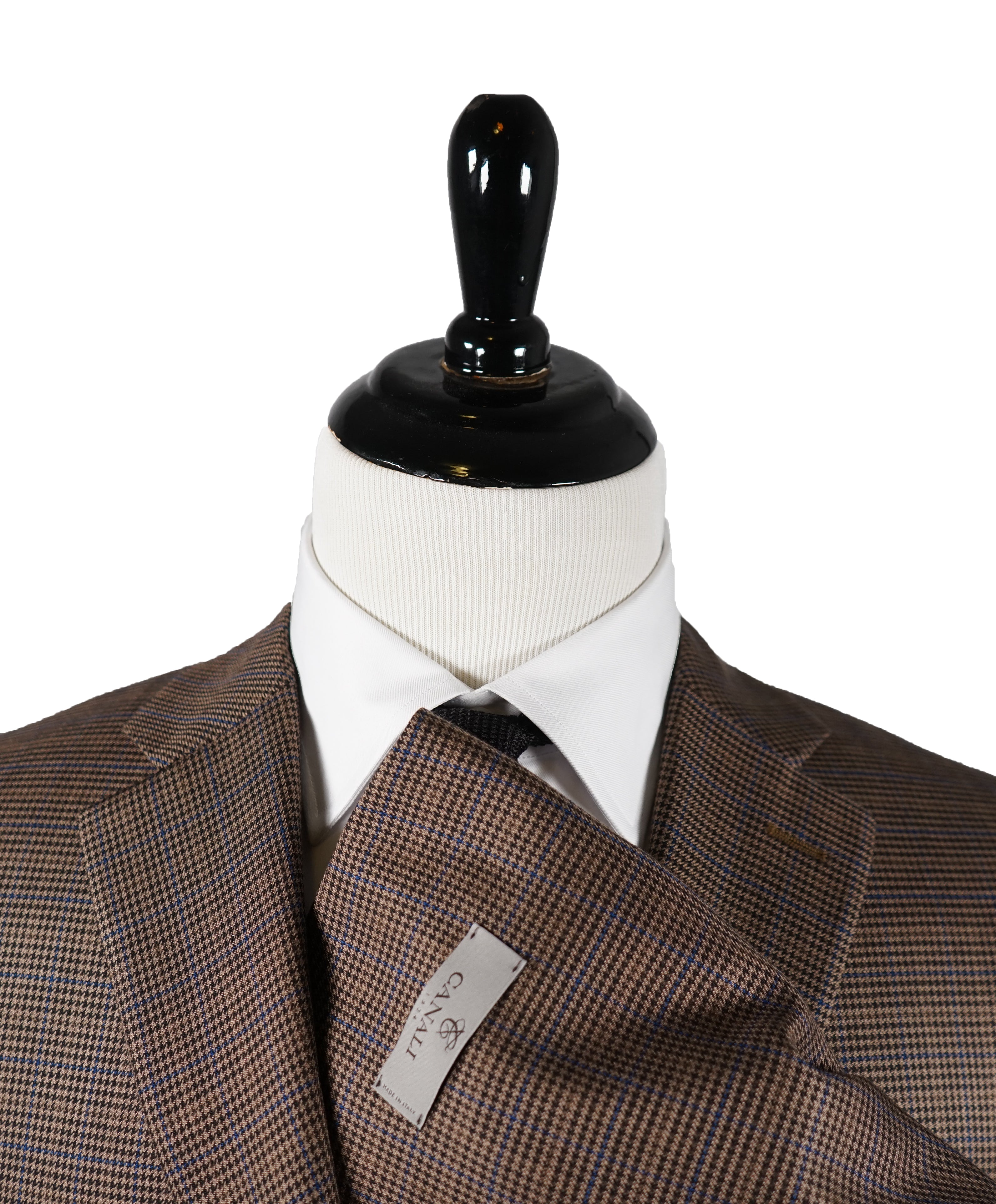 CANALI - Brown Silk & Wool Brown Blue Houndstooth Blazer - 40R