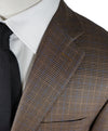 CANALI - Brown Silk & Wool Brown Blue Houndstooth Blazer - 40R