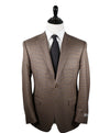 CANALI - Brown Silk & Wool Brown Blue Houndstooth Blazer - 40R