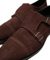 CANALI - Brown Suede Double Monk Strap Loafers Contrast Stitch - 10.5