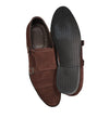 CANALI - Brown Suede Double Monk Strap Loafers Contrast Stitch - 10.5