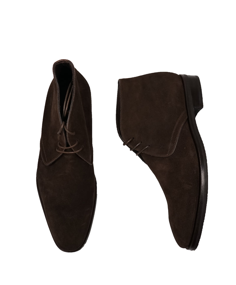 CANALI - Brown Suede Lace-Up Ankle Boots  - 11