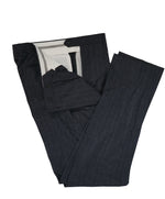 CANALI - Flannel Wool Navy Chalk Stripe Suit - 40R