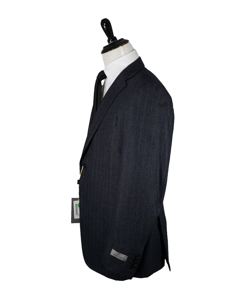 CANALI - Flannel Wool Navy Chalk Stripe Suit - 40R