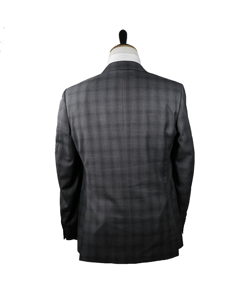CANALI -  Gray Plaid Notch Lapel Suit - 42R