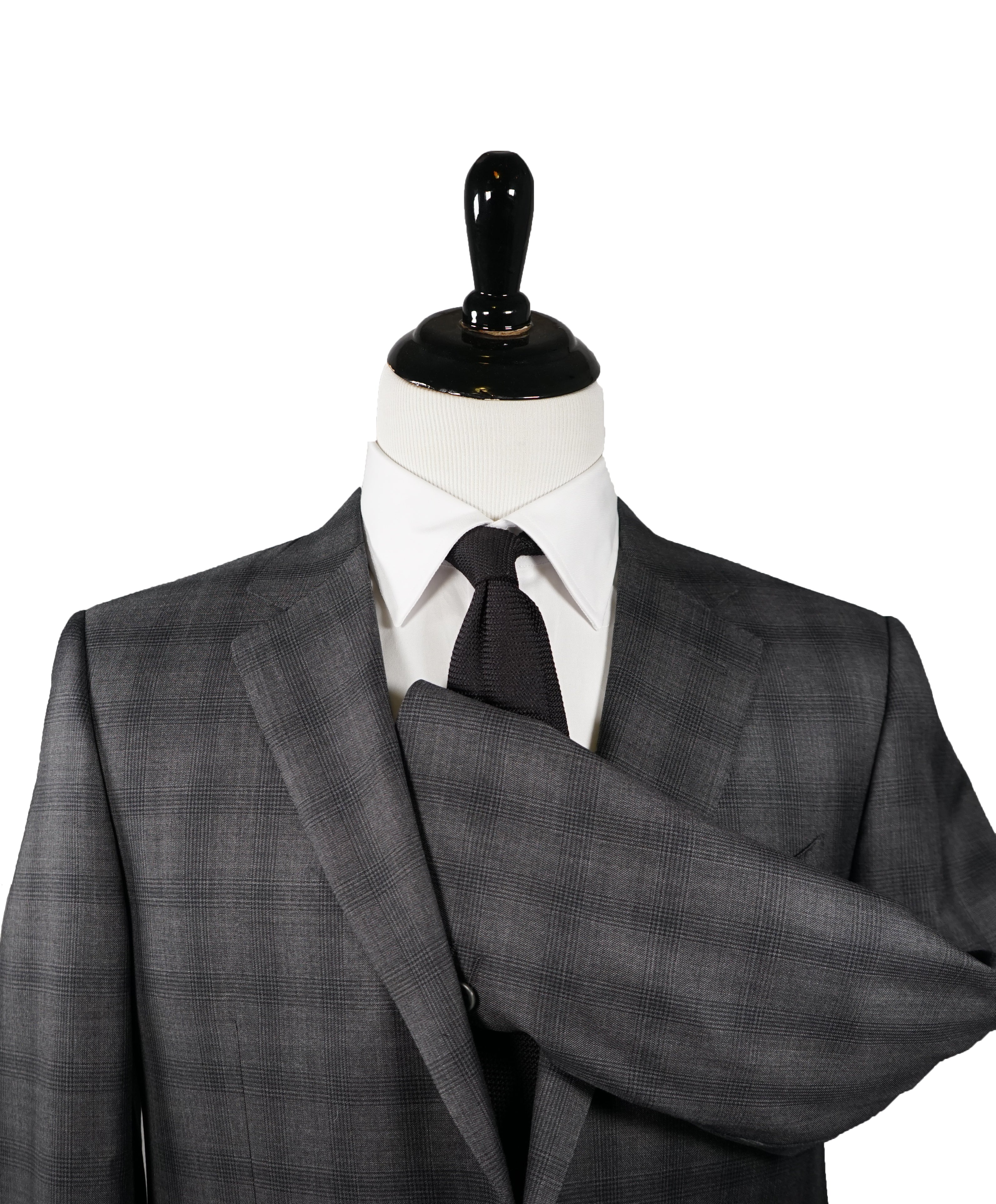 CANALI -  Gray Plaid Notch Lapel Suit - 42R