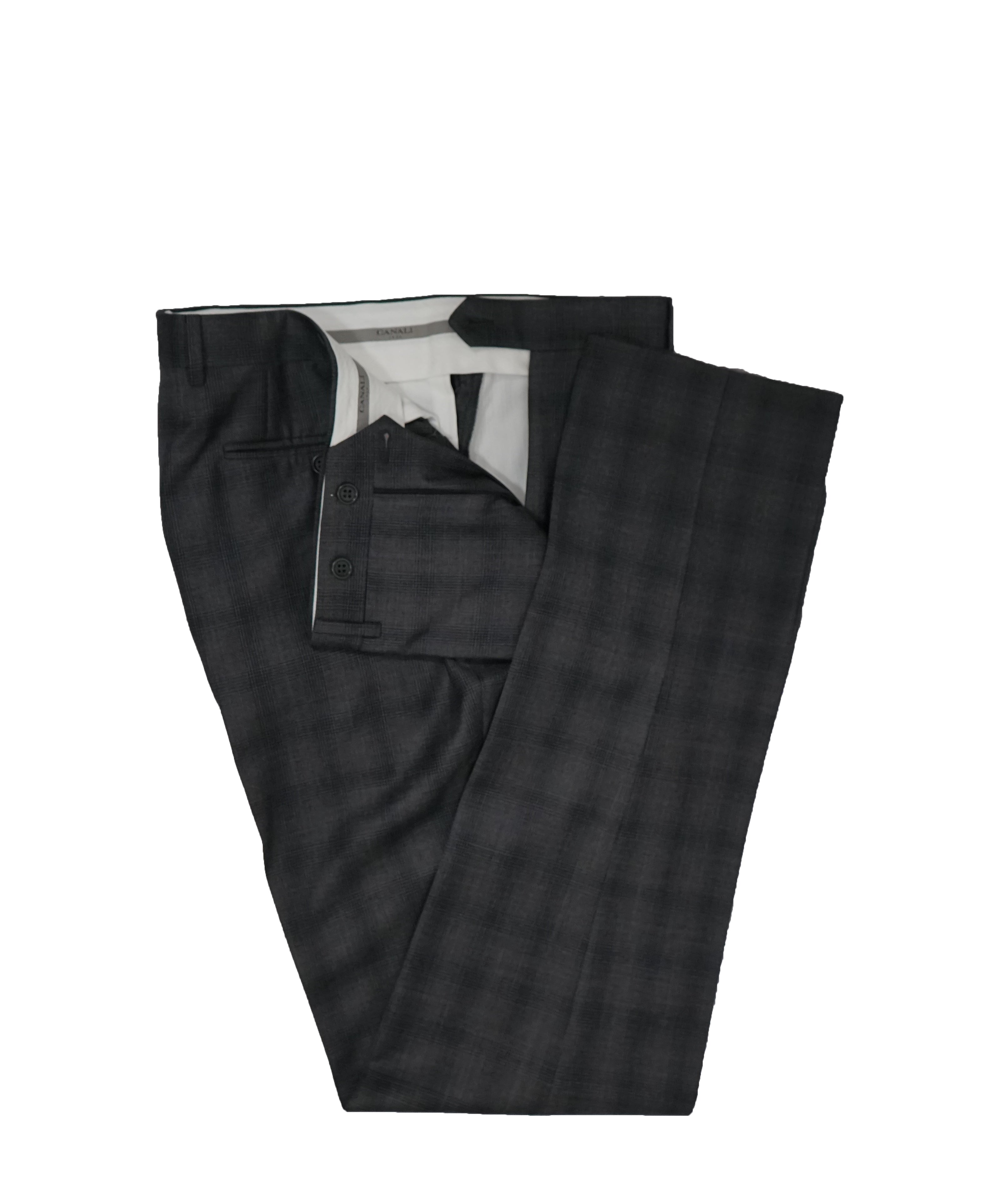 CANALI -  Gray Plaid Notch Lapel Suit - 42R