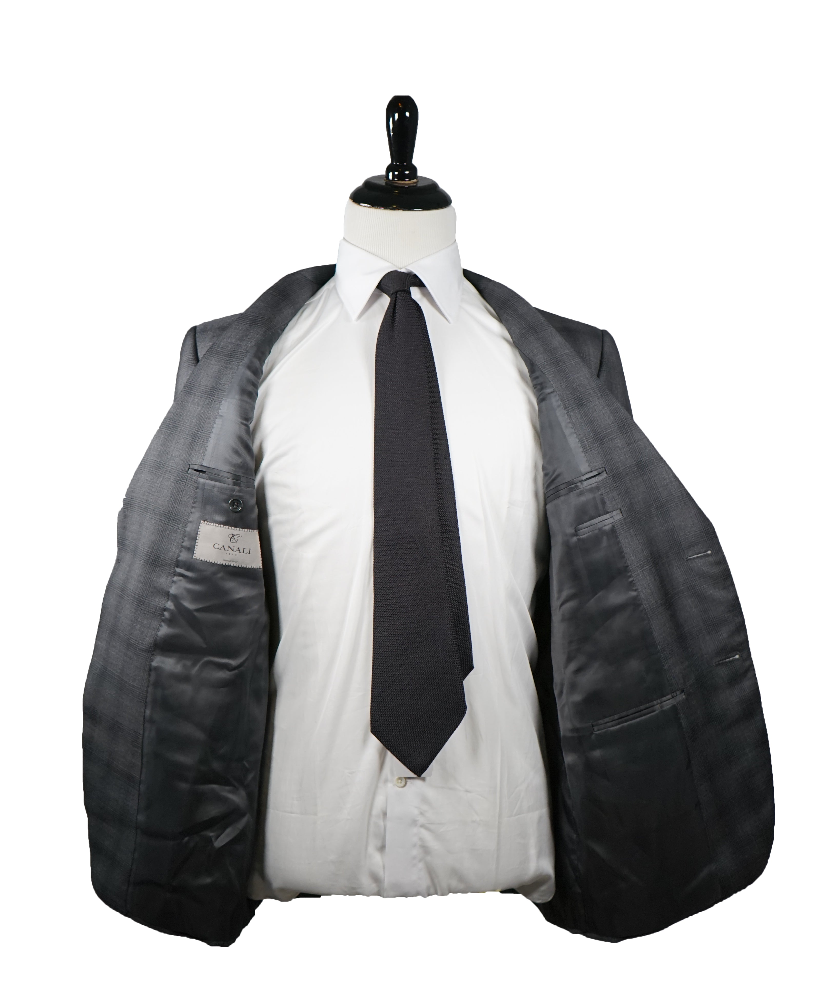 CANALI -  Gray Plaid Notch Lapel Suit - 42R