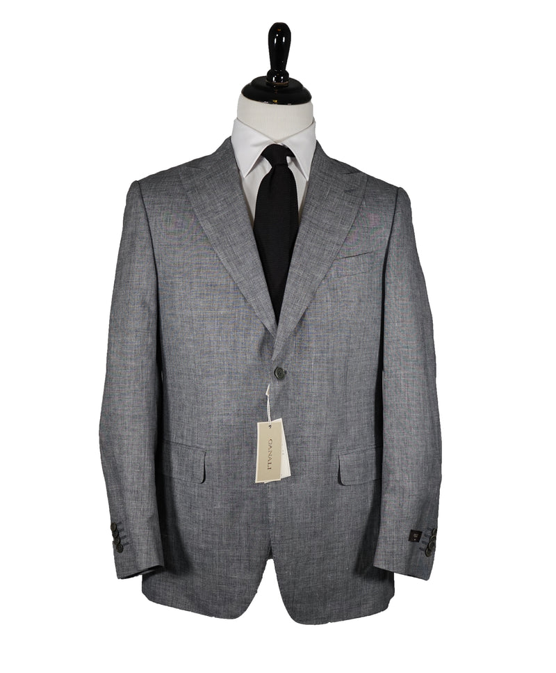 CANALI - Linen/Wool/Silk Gray Suit Peak Lapel Suit - 42R