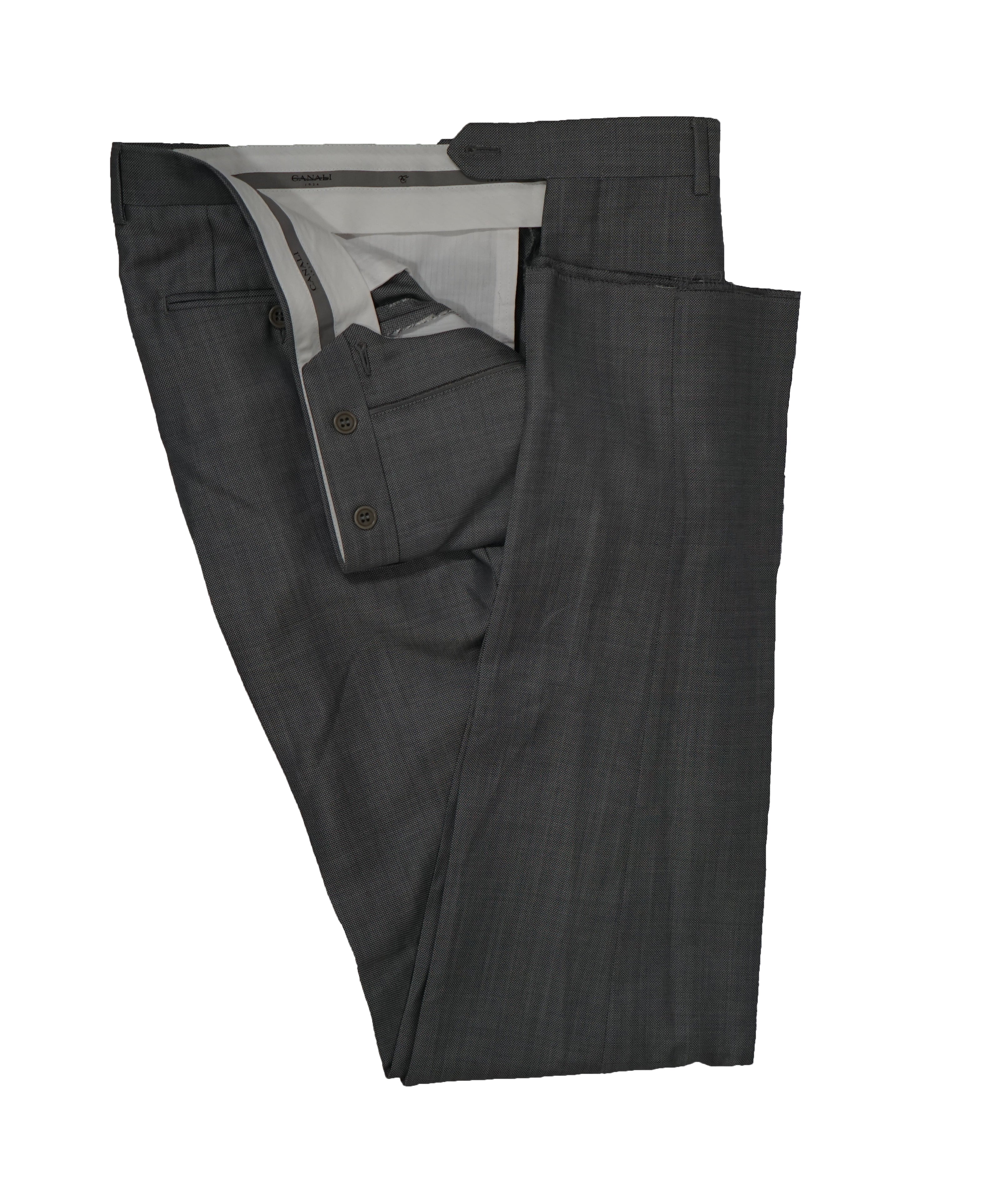 CANALI - Silver Mint Effect Wool Mohair Birdseye “Travel” Suit - 42R