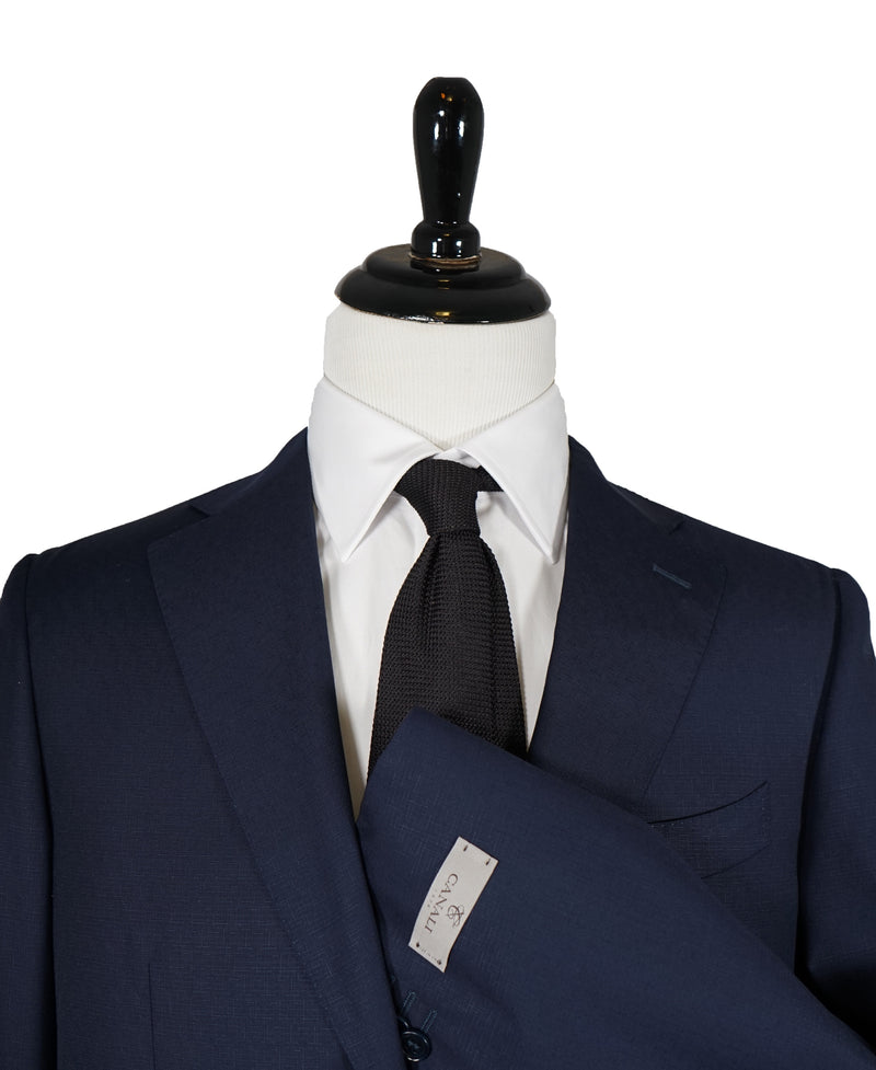 CANALI - Textured Check Blue On Blue Suit - 42R