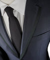 CANALI -Tonal Textured Diamond Weave Blue SILK & WOOL, Tipped Tuxedo Suit - 38R