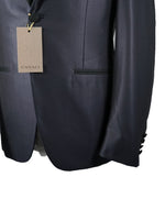 CANALI -Tonal Textured Diamond Weave Blue SILK & WOOL, Tipped Tuxedo Suit - 38R