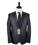 CANALI -Tonal Textured Diamond Weave Blue SILK & WOOL, Tipped Tuxedo Suit - 38R