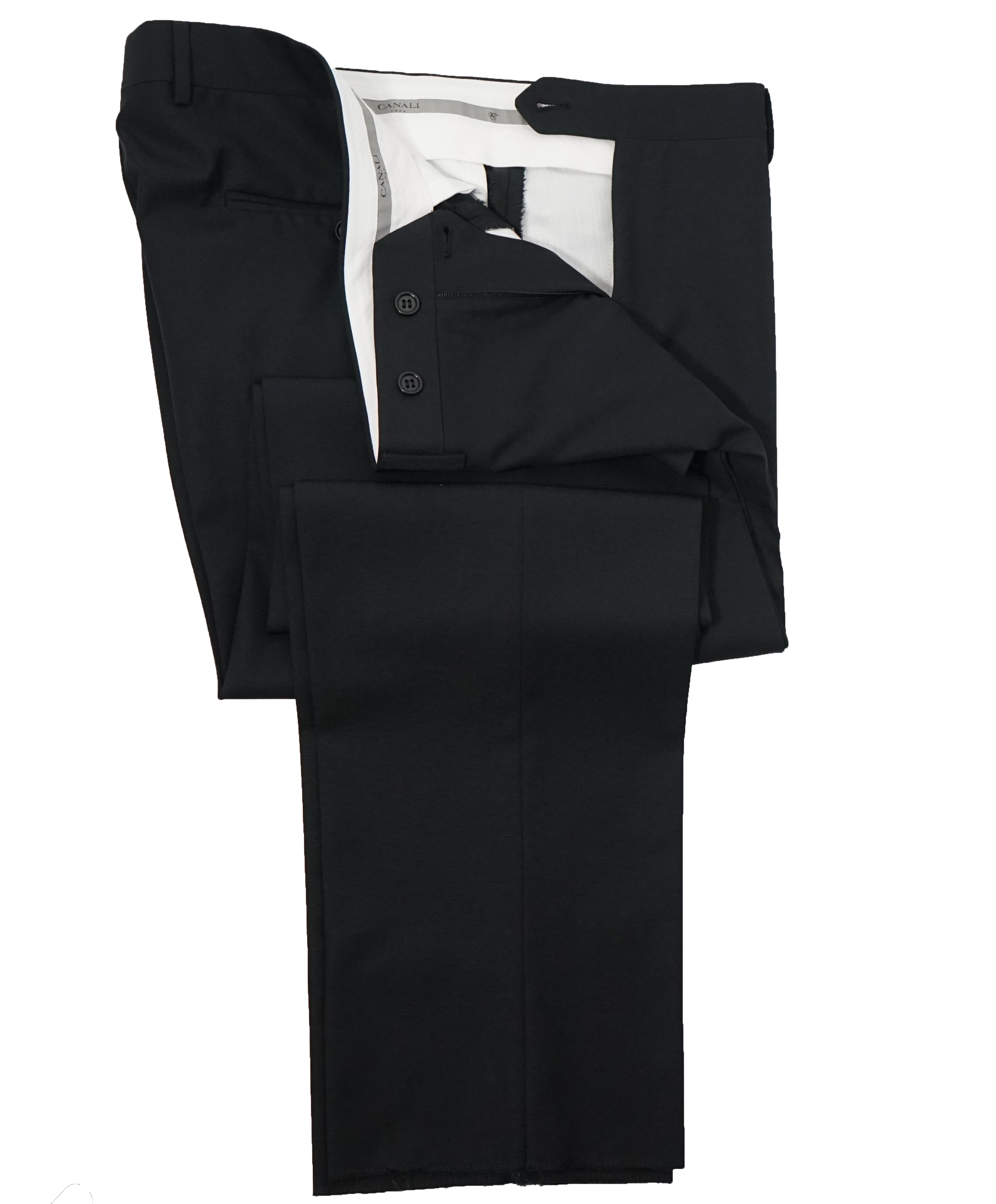 CANALI - Tonal Textured Weave Black Tipped Tuxedo Suit - 44R