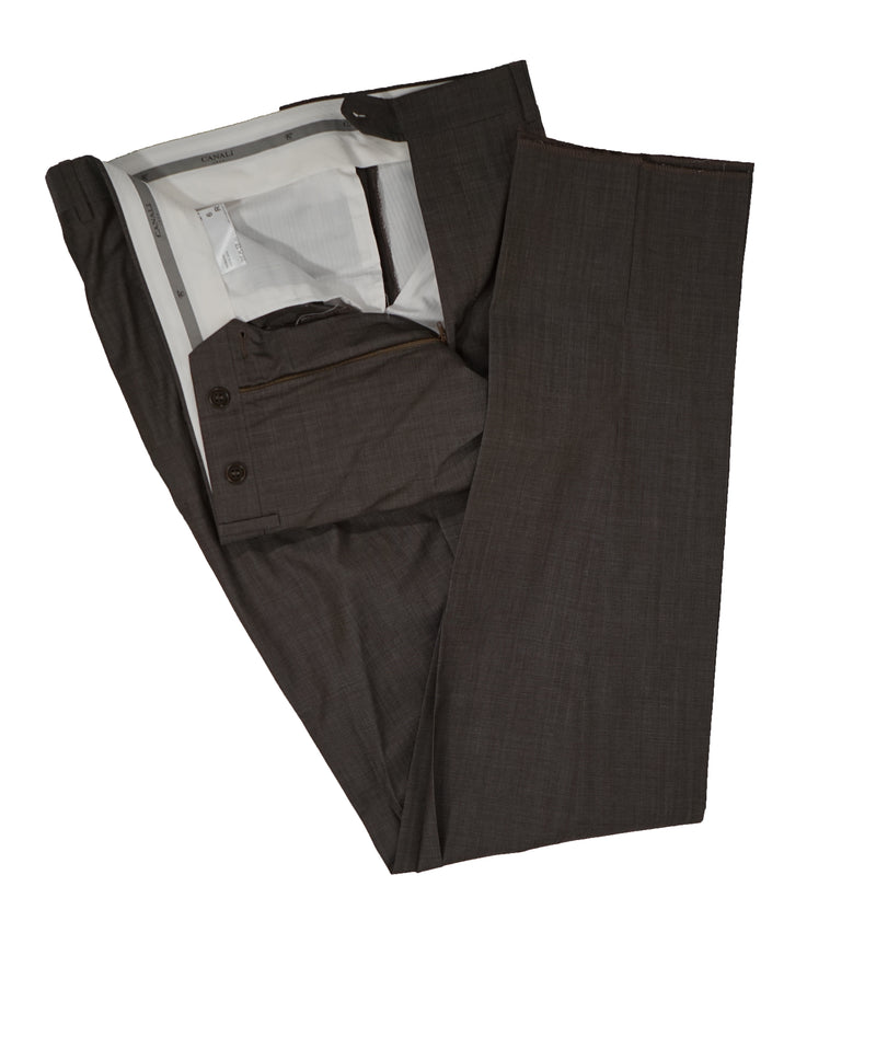 CANALI - Travel Collection Brown Birdseye Suit Partially Lined - 44R