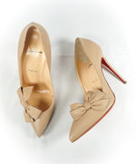 CHRISTIAN LOUBOUTIN - "Madame Menodo" Nude Pumps W Bow - 38