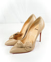 CHRISTIAN LOUBOUTIN - "Madame Menodo" Nude Pumps W Bow - 38