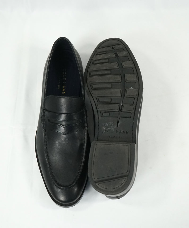 COLE HAAN - Grand OS Black V Penny Loafers - 10.5