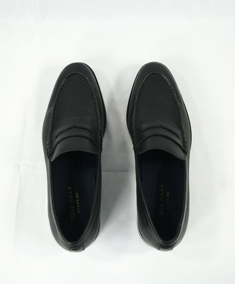 COLE HAAN - Grand OS Black V Penny Loafers - 10.5