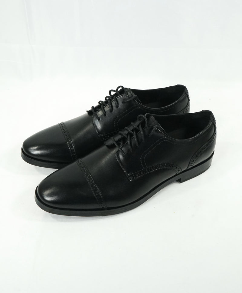 COLE HAAN - Grand OS Black Cap Toe Leather Oxfords - 10