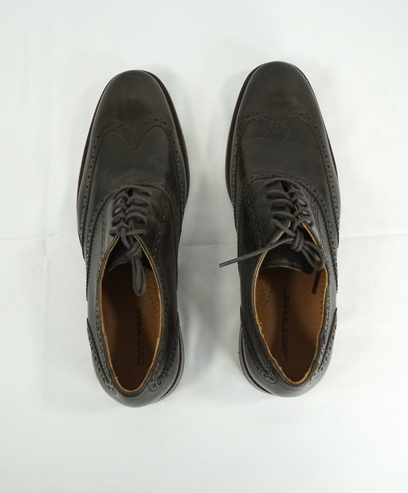 COLE HAAN - "Williams" Gray Leather Wingtip Oxfords Padded Insole - 10.5