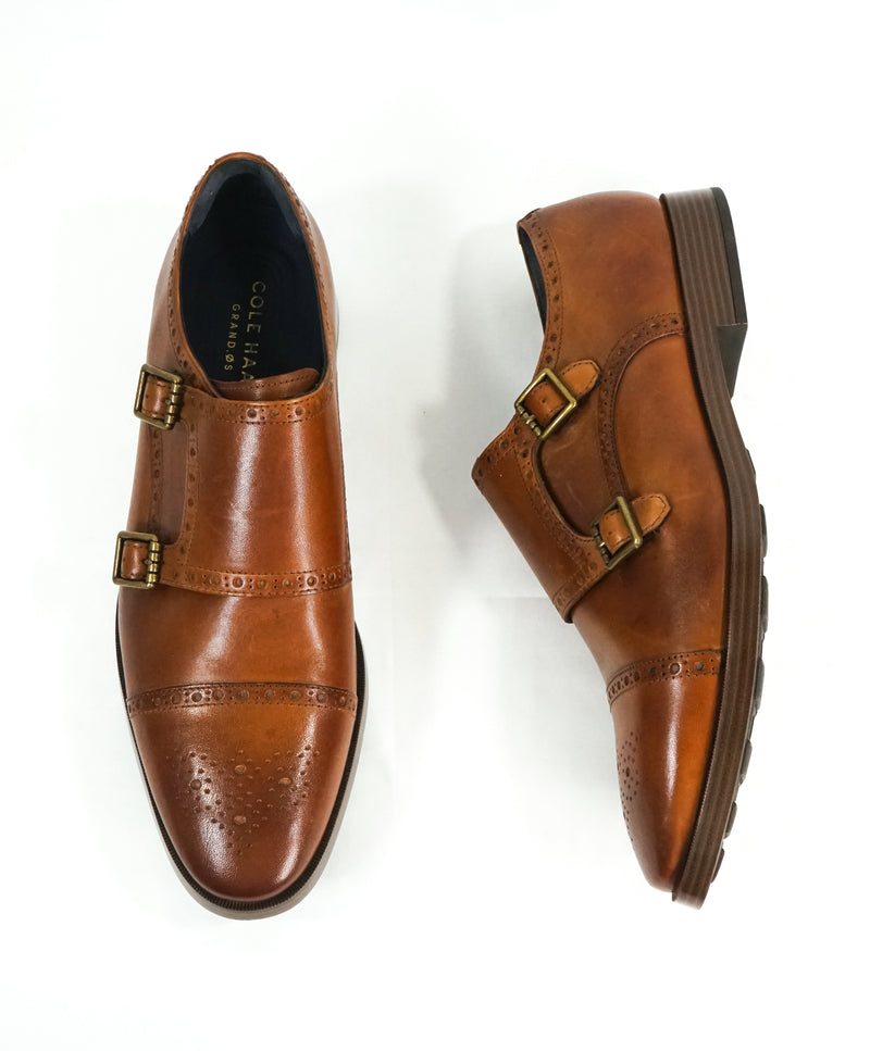 COLE HAAN - Brown Cap Toe Double Monk Strap Loafers "Grand OS” - 10.5