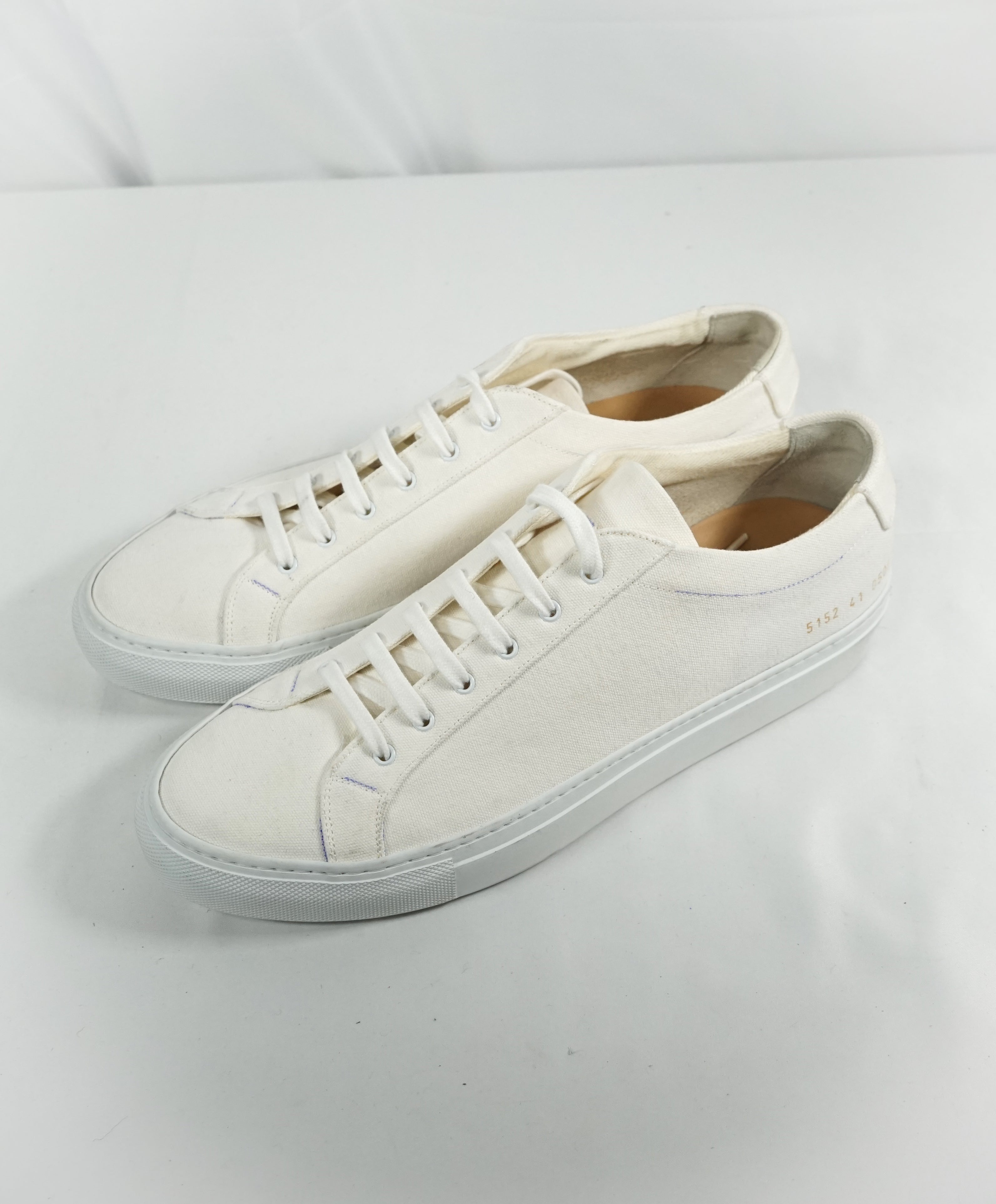 COMMON PROJECTS - "Achilles" Ivory Fabric Sneakers W Blue Details - 8