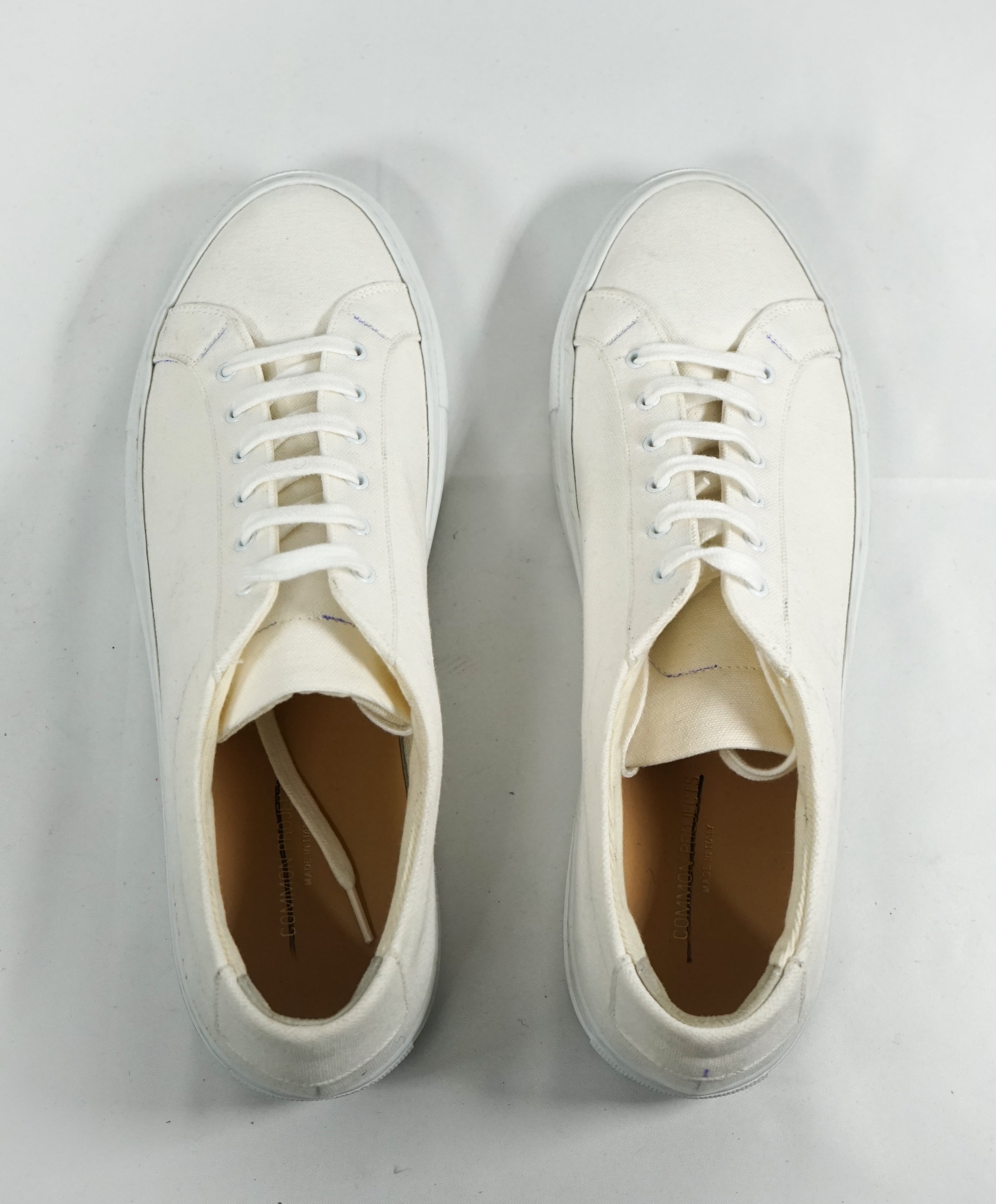 COMMON PROJECTS - "Achilles" Ivory Fabric Sneakers W Blue Details - 8
