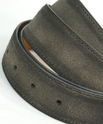CORTHAY - "ARCA" Tonal Burnished Gray Suede Leather Belt Strap -  110CM