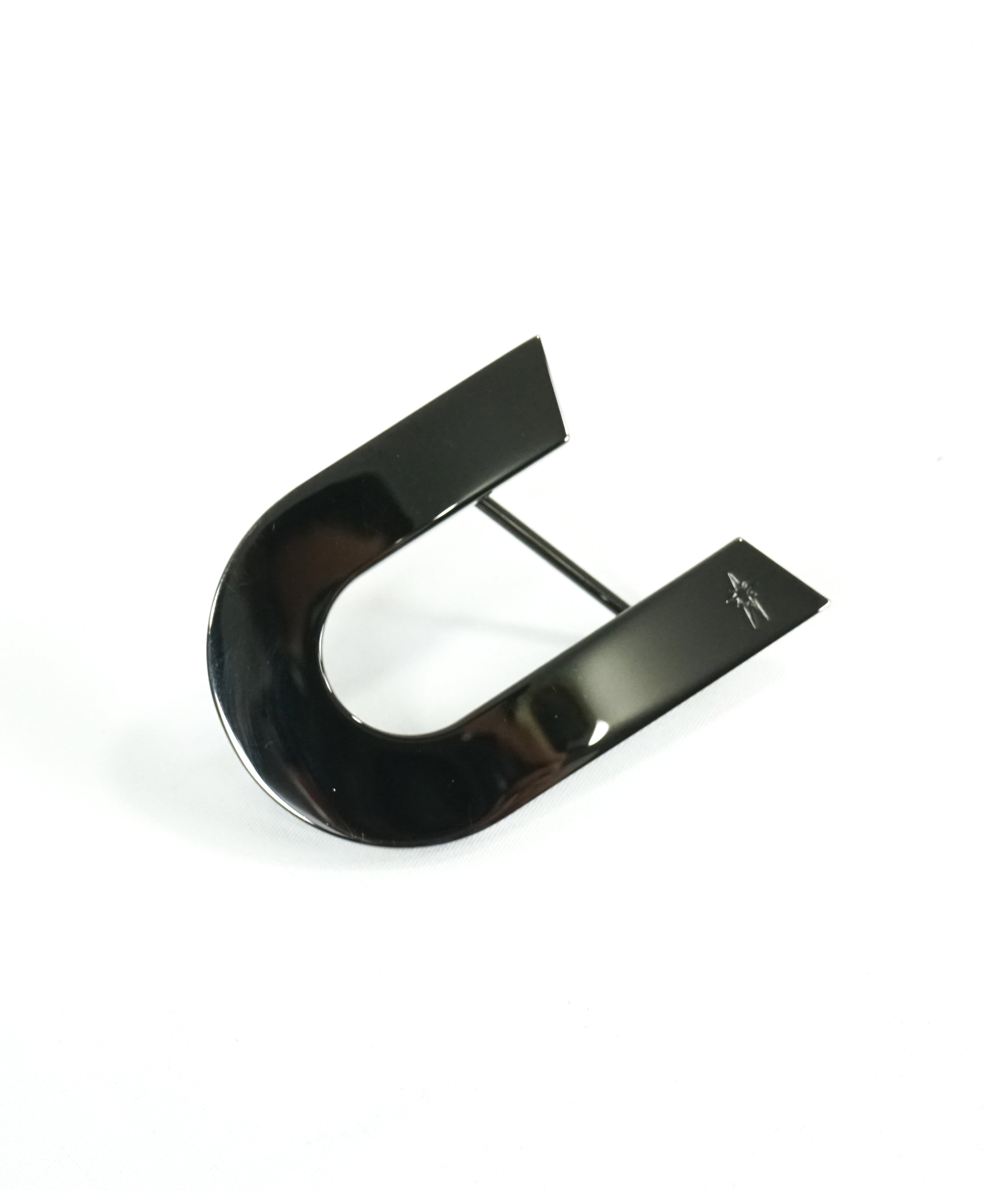 CORTHAY - "ARCA" Gunmetal Gray C Star Logo Belt Buckle -
